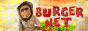 Text 'Burger Net' inside a burger bun next to what appears to be a monkey